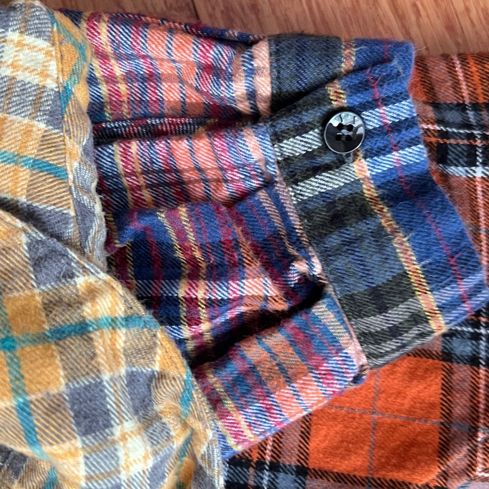 Natural Life Plaid Tunic Shirt M Womens Mixed Patchwork Flannel Orange Boho - Picture 6 of 10